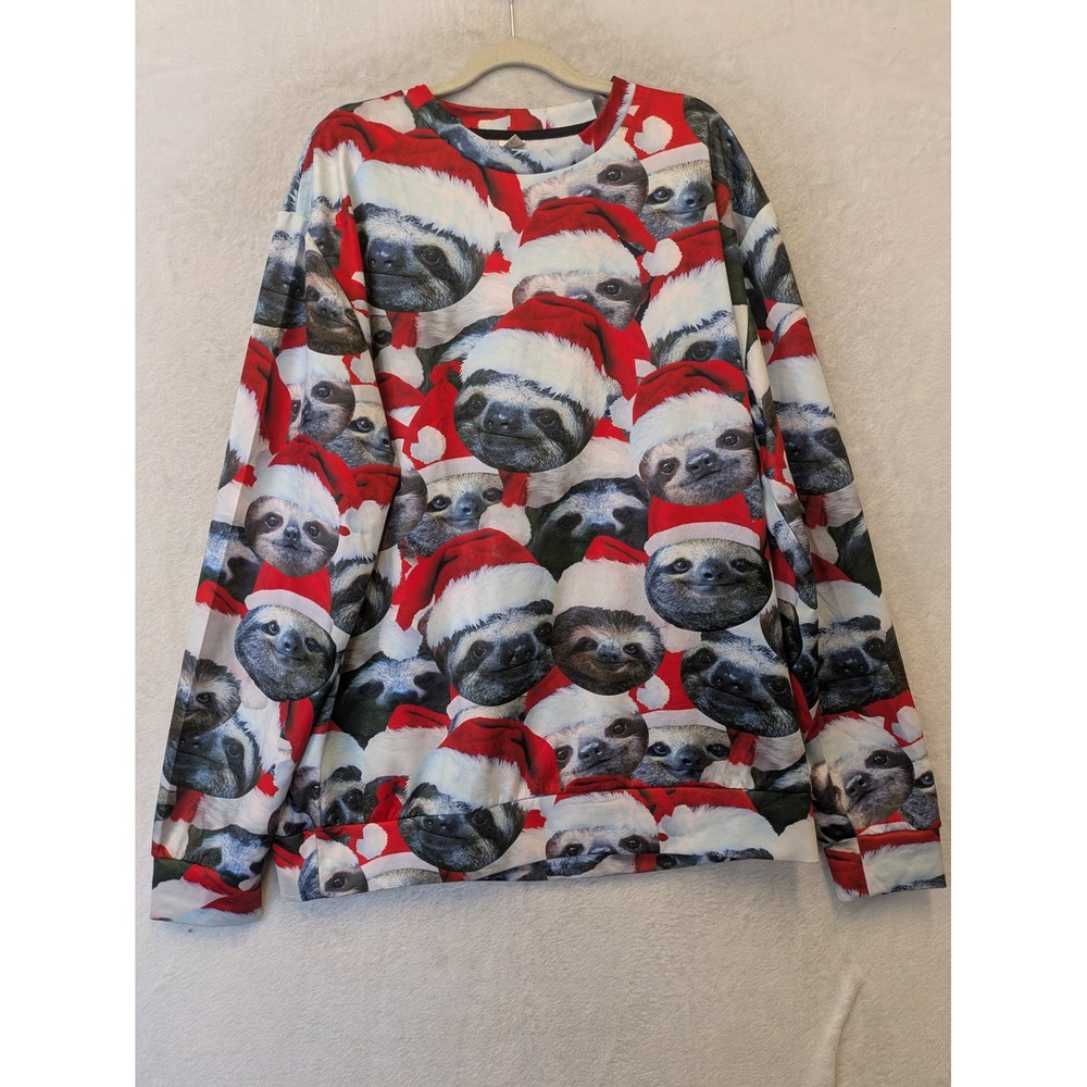 Unbranded Sweatshirt Men's XL Red All-Over Sloth Santa Christmas‎ Ugly Sweater